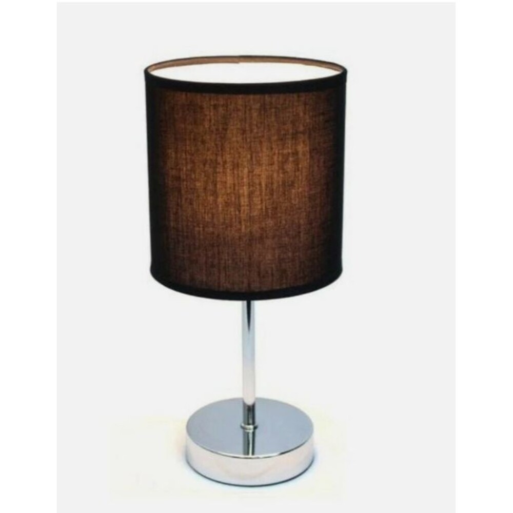 Chrome Mini Basic Table Lamp with Black Fabric Shade, LT2007-BLK 2 pack